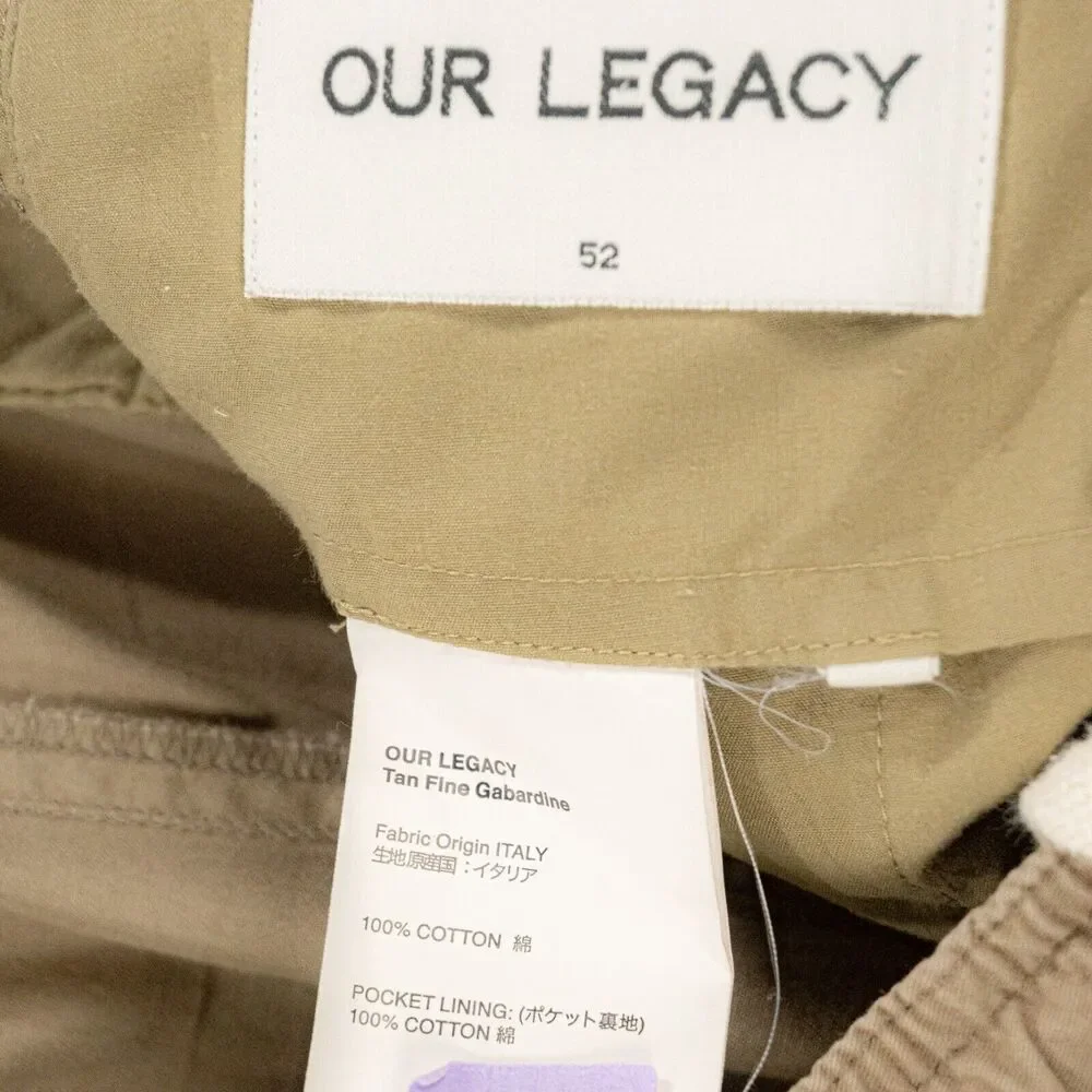 OUR LEGACY Khaki Gabardine Trouser Joggers cotton Size 52